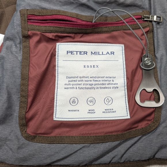 Peter Millar Vest Jacket Mens L Gray Iron Essex Quilted Insulated Travel - Picture 9 of 12